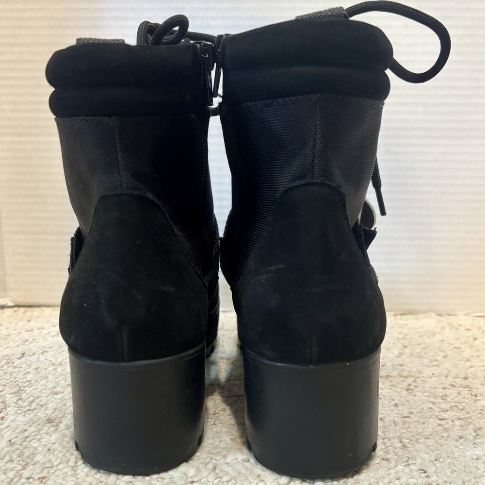 Steve Madden Women's Grady Lug-Sole Booties Black Lace Up Chunky Heels Size 8.5 - Picture 5 of 8